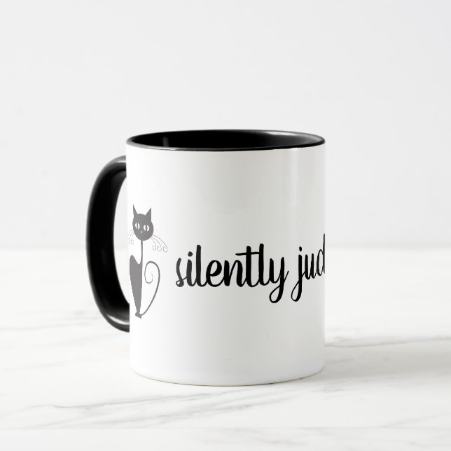 Silently Judging You [Black Cat] Mug (Front Left)