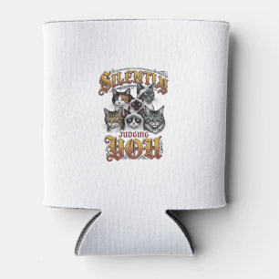 Silently Judging You Vintage Cat Graphic T-Shirt_1 Can Cooler