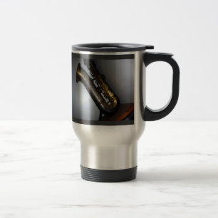 "Silently Waiting" - Antique Saxophone Travel Mug