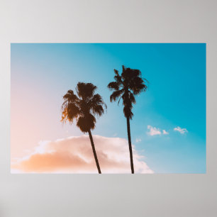 Silhoette of palm tree poster