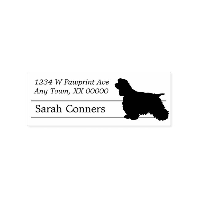 Silhouette American Cocker Spaniel Return Address Rubber Stamp (Imprint)