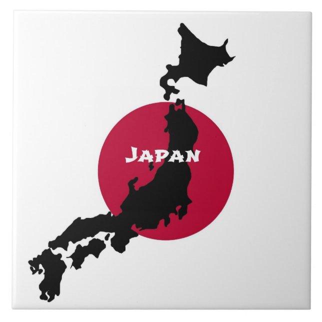 Silhouette and Flag of Japan Tile (Front)