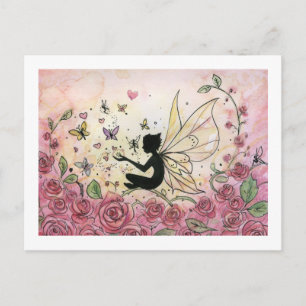 Silhouette and Roses Postcard
