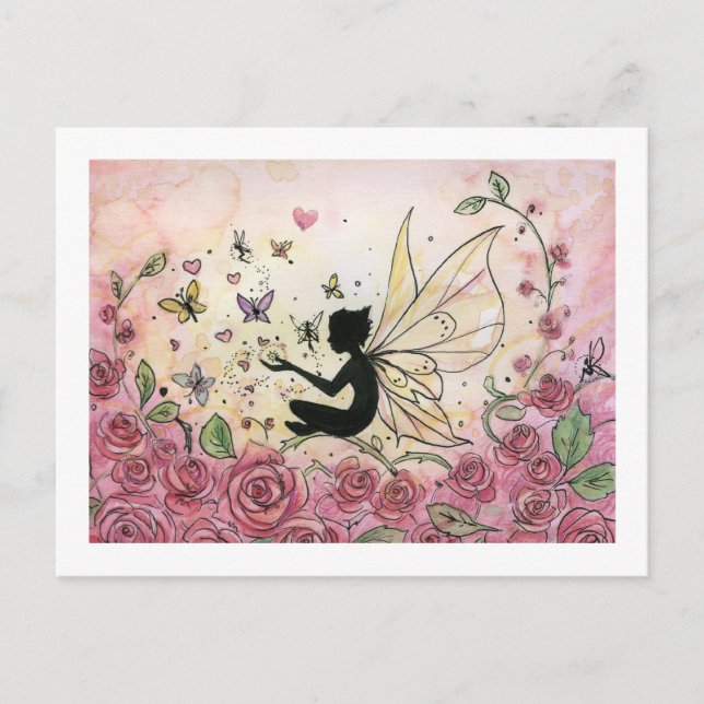 Silhouette and Roses Postcard (Front)