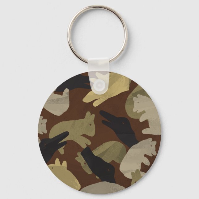 Silhouette Animal Camouflage Brown Key Ring (Front)