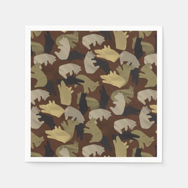 Silhouette Animal Camouflage Brown Napkin (Front)