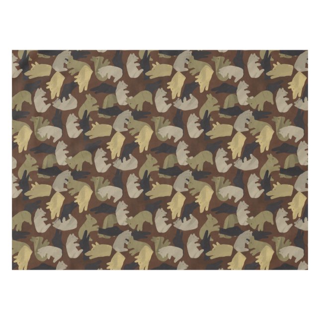 Silhouette Animal Camouflage Brown Tablecloth (Front (Horizontal))