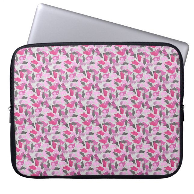 Silhouette Animal Camouflage Pink Laptop Sleeve (Front)