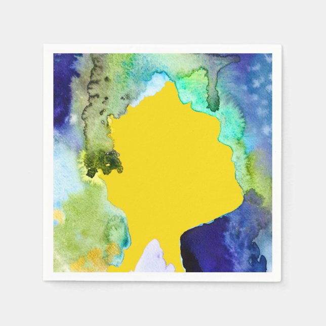 Silhouette art abstract watercolor napkin (Front)
