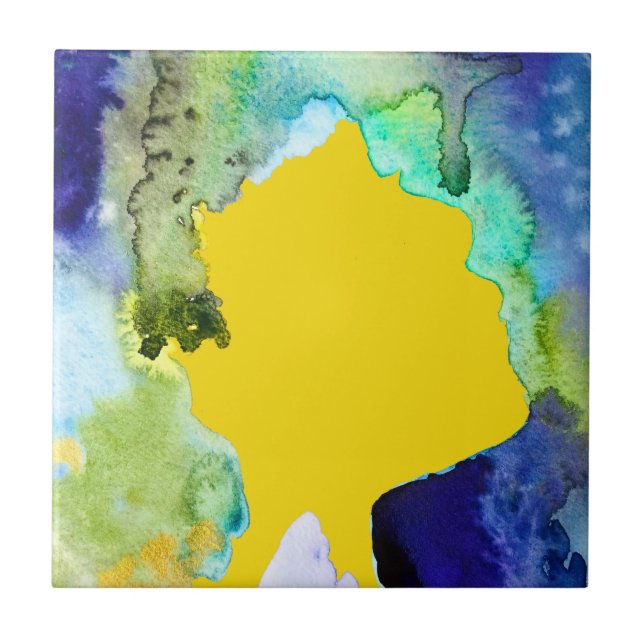 Silhouette art abstract watercolor tile (Front)
