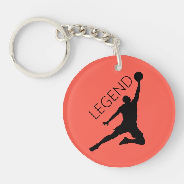 Silhouette Basketball Player Key Ring (Front)