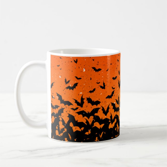 Silhouette Bats Vampire Dracula Halloween Pattern Coffee Mug (Left)