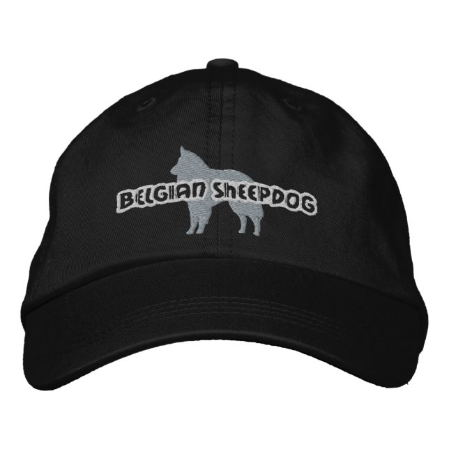 Silhouette Belgian Sheepdog Embroidered Hat (Front)