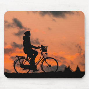 silhouette, bicycle, health mouse pad