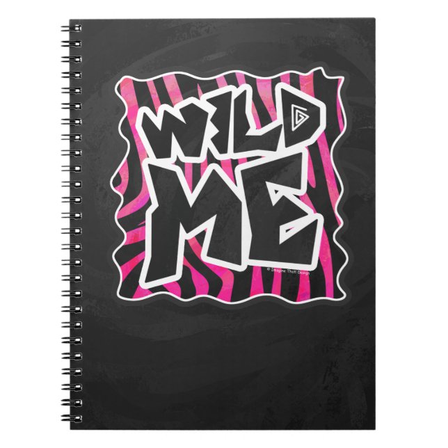 Silhouette Black and Hot Pink Zebra Spiral Notebook (Front)
