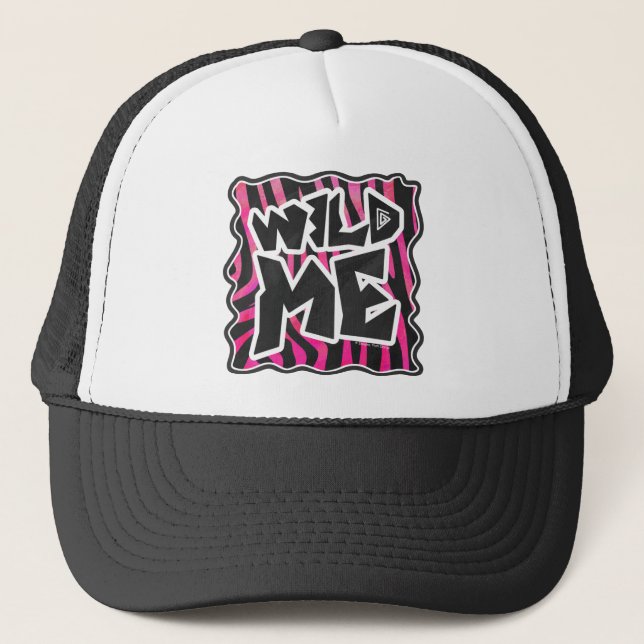Silhouette Black and Hot Pink Zebra Trucker Hat (Front)