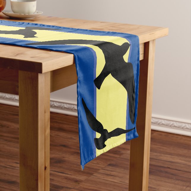 Silhouette Black Bird Ravens Short Table Runner (In Situ)