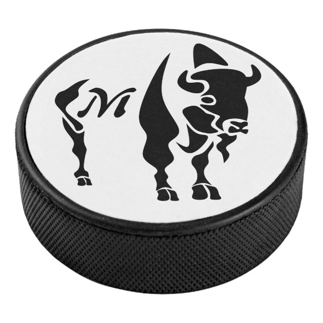 Silhouette Black Buffalo Hockey Puck (3/4)