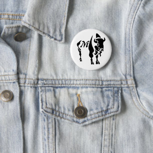 Silhouette Black Buffalo Monogram 6 Cm Round Badge