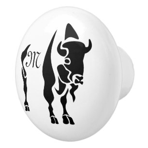 Silhouette Black Buffalo Monogram Ceramic Knob