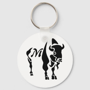 Silhouette Black Buffalo Monogram Key Ring