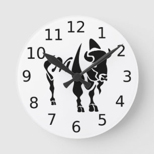 Silhouette Black Buffalo Monogram Round Clock
