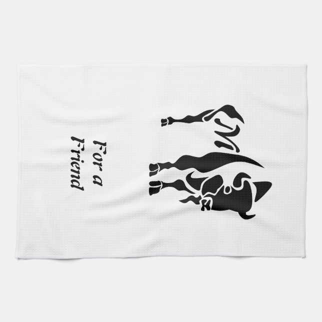 Silhouette Black Buffalo Monogram Tea Towel (Horizontal)