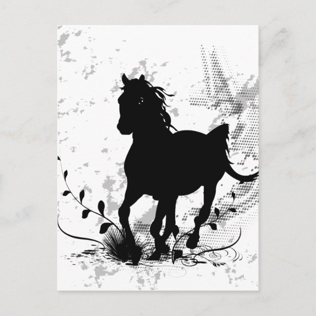 Silhouette, black horse postcard (Front)