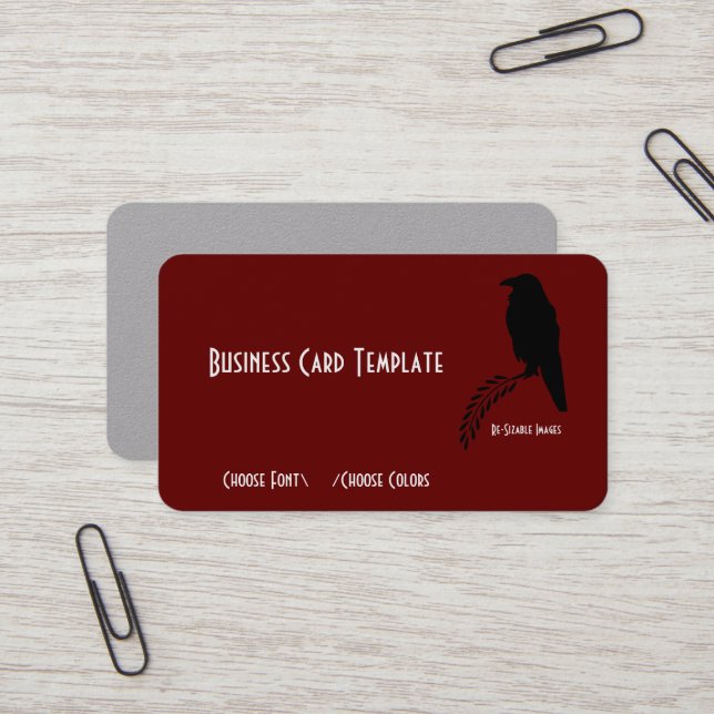 Silhouette Black Raven Bird Business Card (Front/Back In Situ)