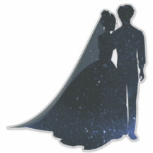 Silhouette Blue sparkle bride and groom decal