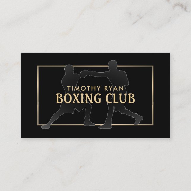 Silhouette Boxing Match, Boxer, Boxing Trainer Business Card (Front)