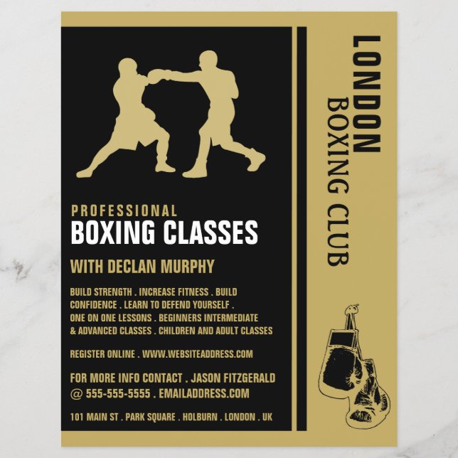 Silhouette Boxing Match, Boxing Class Advert Flyer (Front)
