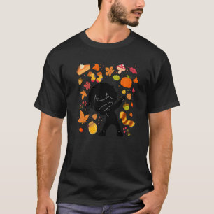 Silhouette Boy Autumn Maple Pumpkin Fall Season Le T-Shirt