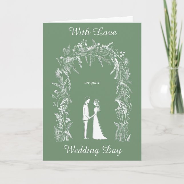 Silhouette Bride and Groom Personalised Wedding Card (Front)