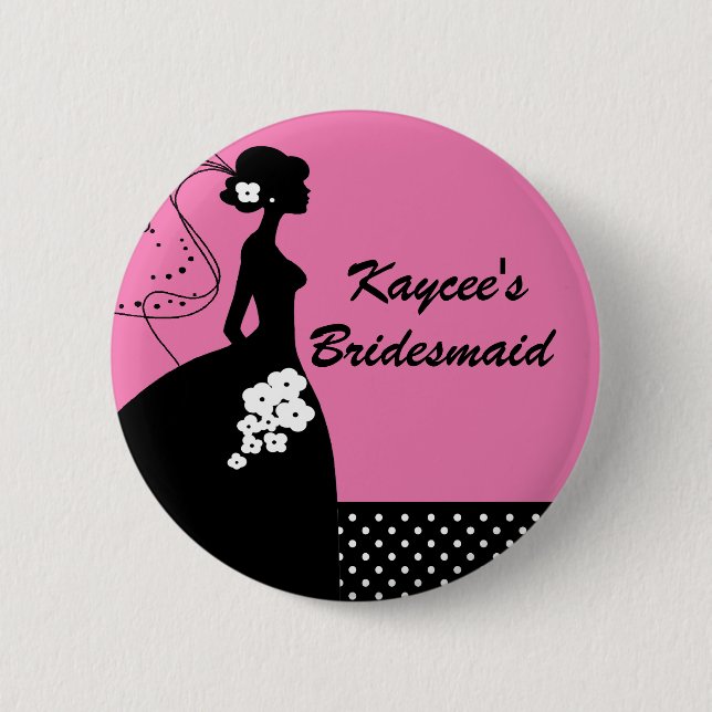 Silhouette Bride Bridal Party Bridesmaid Button (Front)