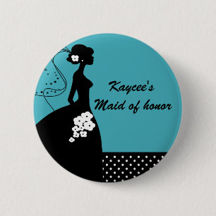 Silhouette Bride Bridal Party Maid of Honour Butto 6 Cm Round Badge