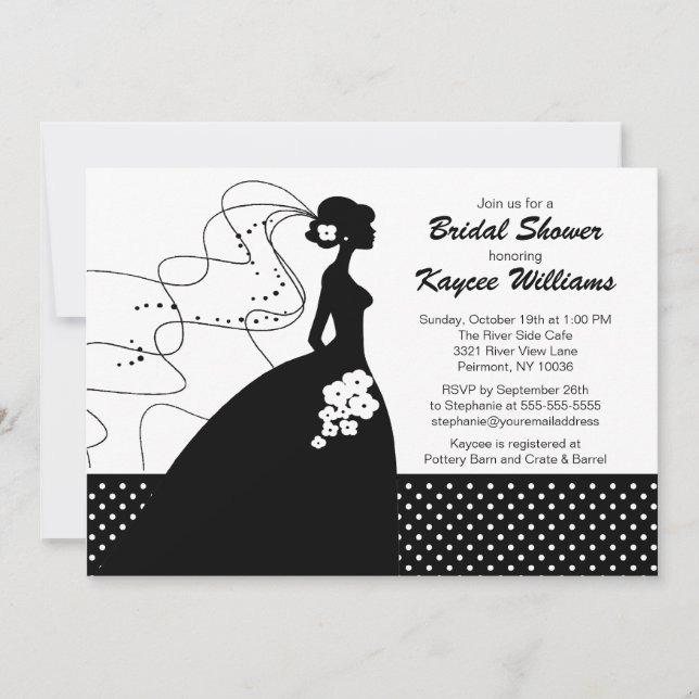 Silhouette Bride Bridal Shower Invite (Front)