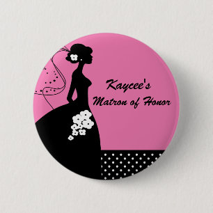 Silhouette Bride Matron of Honour Button