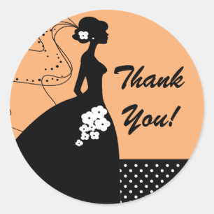 Silhouette Bride Thank You Bridal Shower Sticker