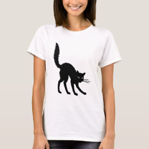 Silhouette Cat Halloween Black Cat Scared Angry T-Shirt