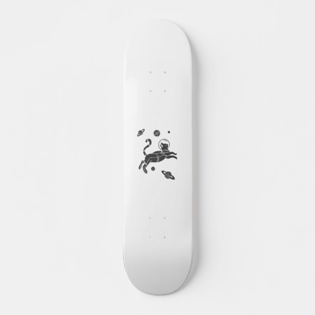 Silhouette Cat in space - Choose background colour Skateboard (Front)