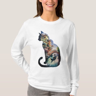 Silhouette cat painting art in Italy T-Shirt