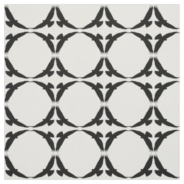 Silhouette Circle of Hawks Bird nature art Fabric (Swatch)