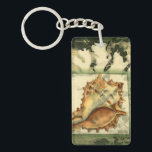 Silhouette Conch Shell Key Ring<br><div class="desc">Stay relaxed with this piece of contemporary art by Jennifer Goldberger. Her collection of seashell art is relaxing and inspirational. This piece of art focuses on a large Conch seashell surrounded by green coral reef. Get this beautiful ocean art today with a silhouette feel on your next product.</div>