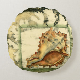 Silhouette Conch Shell Round Cushion