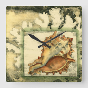 Silhouette Conch Shell Square Wall Clock