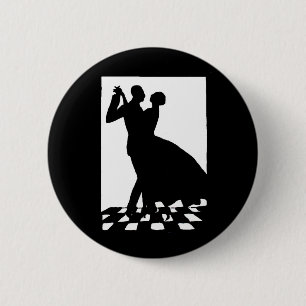 silhouette couple dancing in the dark 6 cm round badge