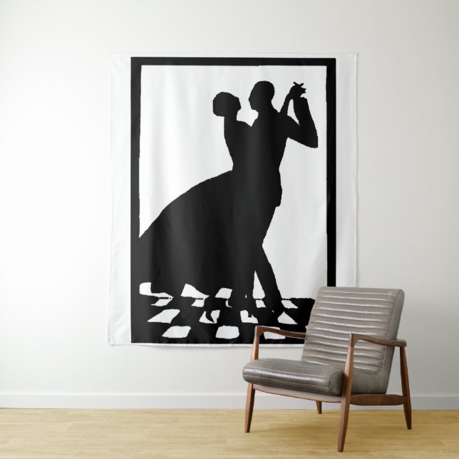 silhouette couple dancing in the dark print tapestry (In Situ)