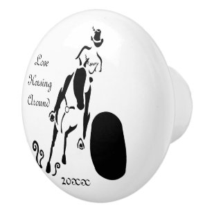 Silhouette Cowgirl Barrel Racing Ceramic Knob