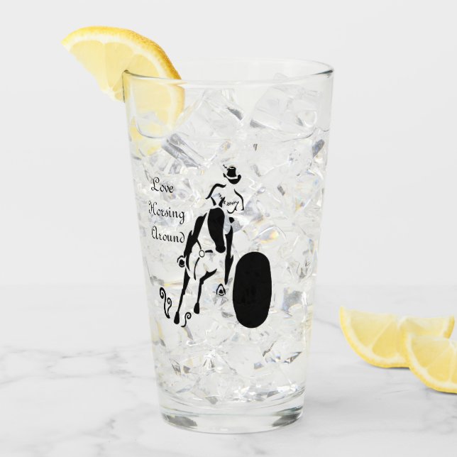 Silhouette Cowgirl Barrel Racing Glass (Front Ice)